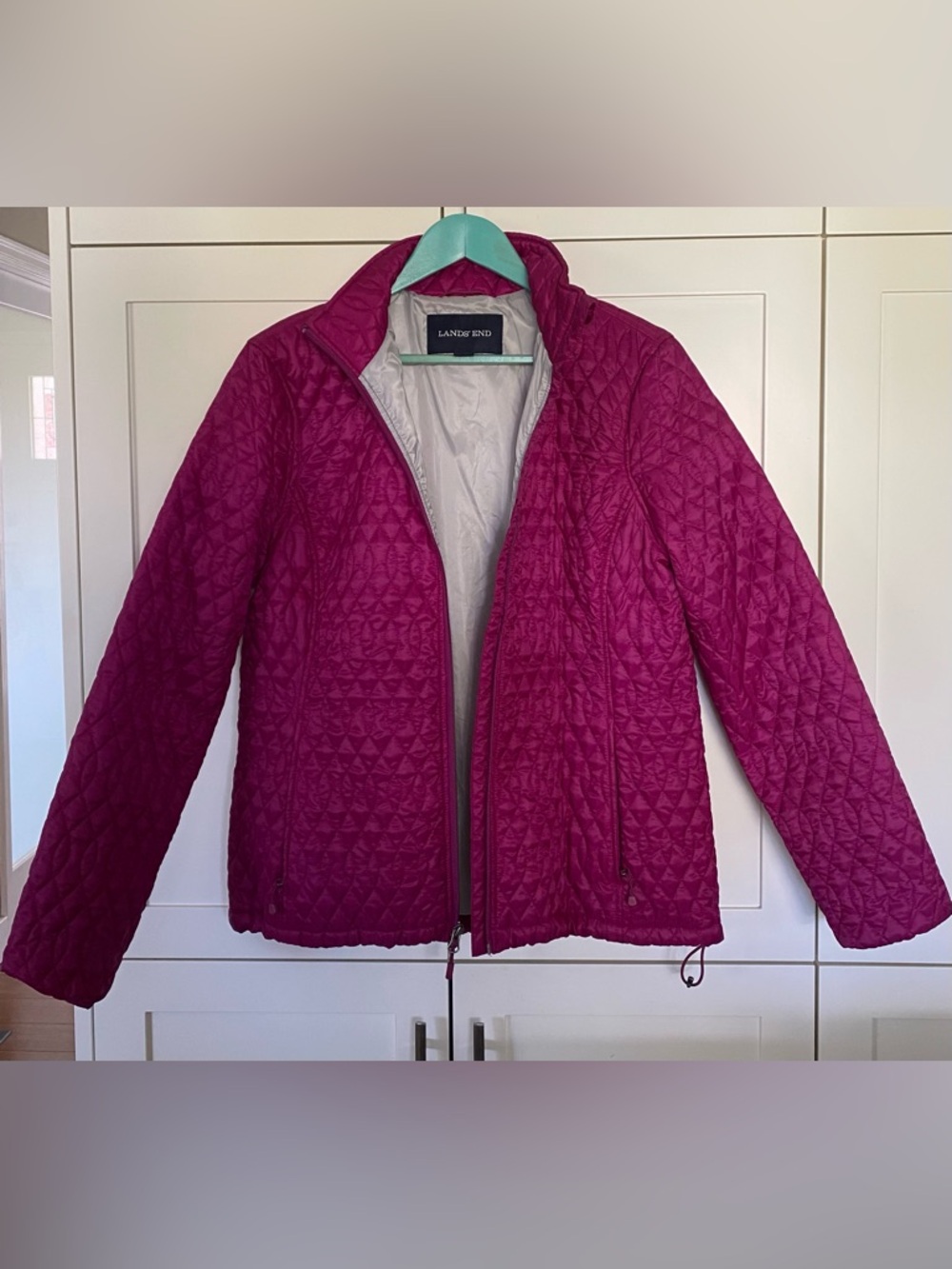 Lands' End Quilted Lightweight Puffer Jacket - Fuchsia